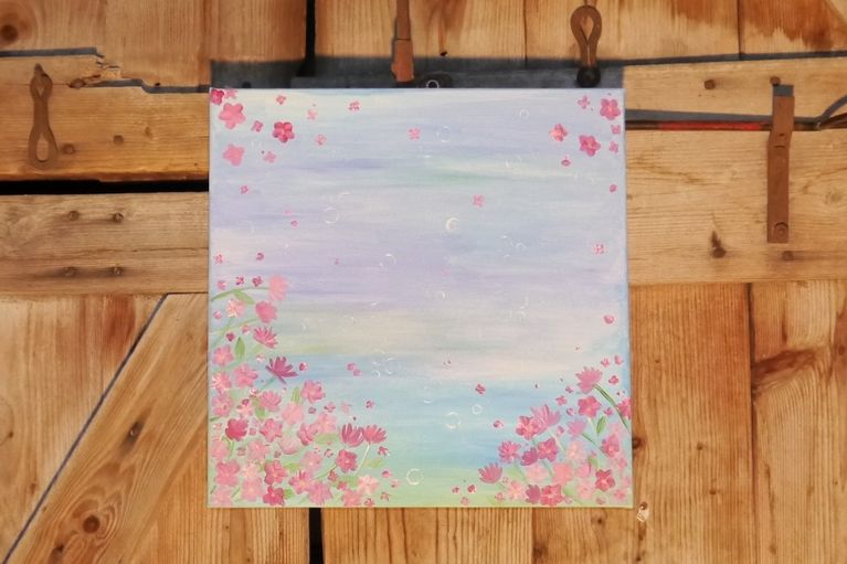 Bild Blumen und Seifenblasen